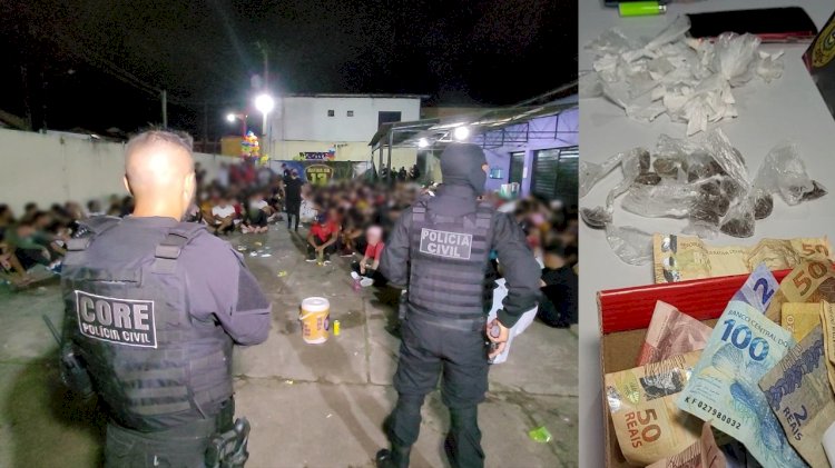 POLÍCIA CIVIL, COM O APOIO DE OUTRAS INSTITUIÇÕES, ENCERRA FESTA NA ZONA SUL DE MACAPÁ, PRENDE OS ORGANIZADORES EM FLAGRANTE E RETIRA CERCA DE 100 CRIANÇAS E ADOLESCENTES DE SITUAÇÃO DE RISCO