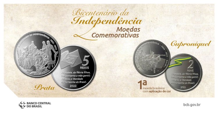 BC lança moeda colorida para celebrar bicentenário da independência