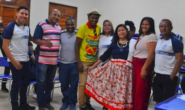 Projeto Cantando Marabaixo promove oficina de percussão na  escola Veiga Cabral no município de Amapá